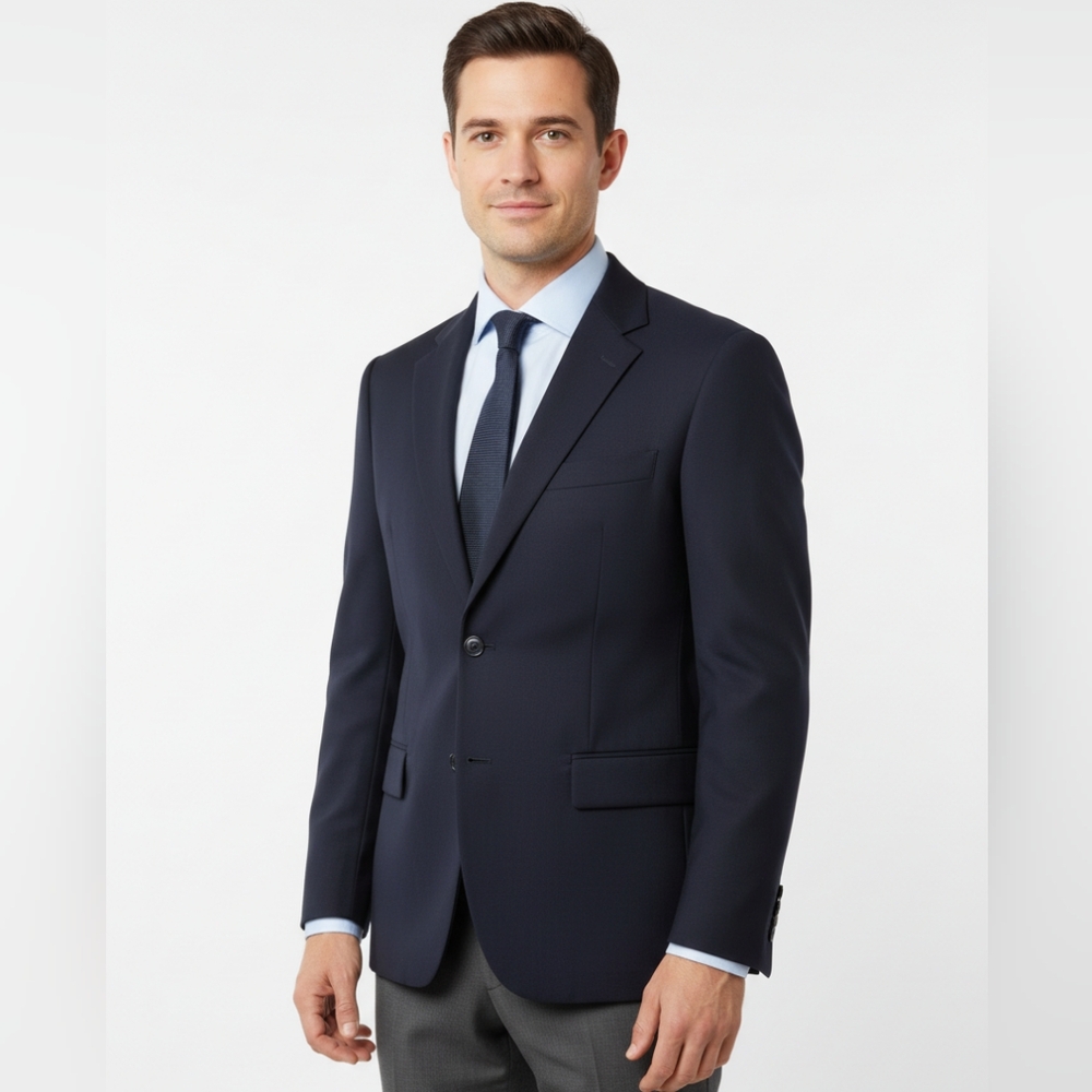 Elegant Men's Dark Blue Suit Jacket Still Excellent Quality